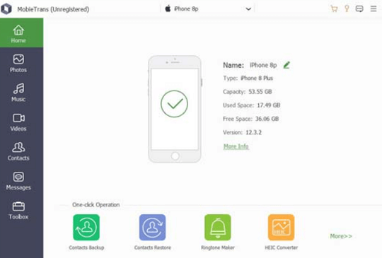 Apeaksoft MobieTrans Windows Interface